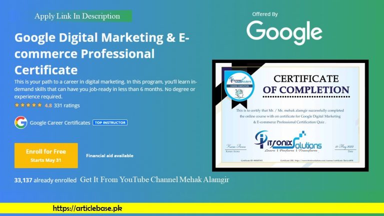 Google Digital Marketing & E-commerce Professional Certification Quiz